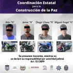 DETIENE MANDO COORDINADO POLICÍA MORELOS A CUATRO HOMBRES POR EL DELITO DE POSESIÓN DE VEHÍCULO DE PROCEDENCIA ILÍCITA