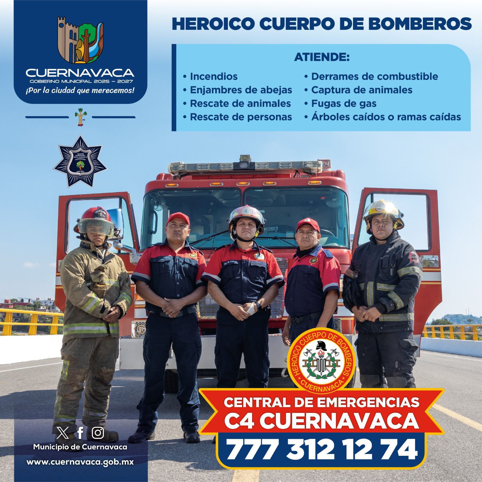 Refuerza medidas el Heroico Cuerpo de Bomberos de Cuernavaca contra incendios