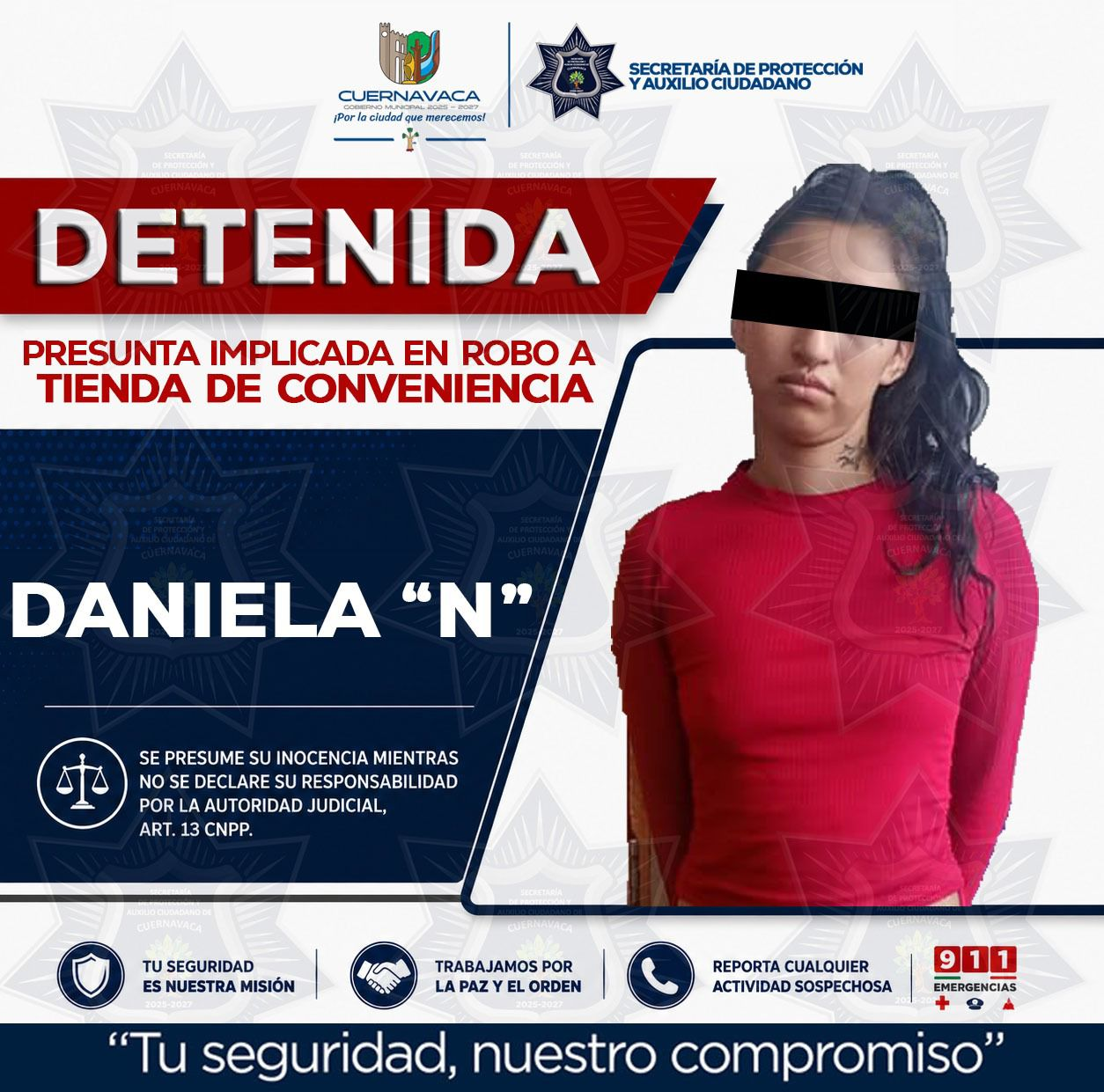 La SEPRAC detiene en la colonia Miraval a dos presuntos asaltantes de una tienda de conveniencia