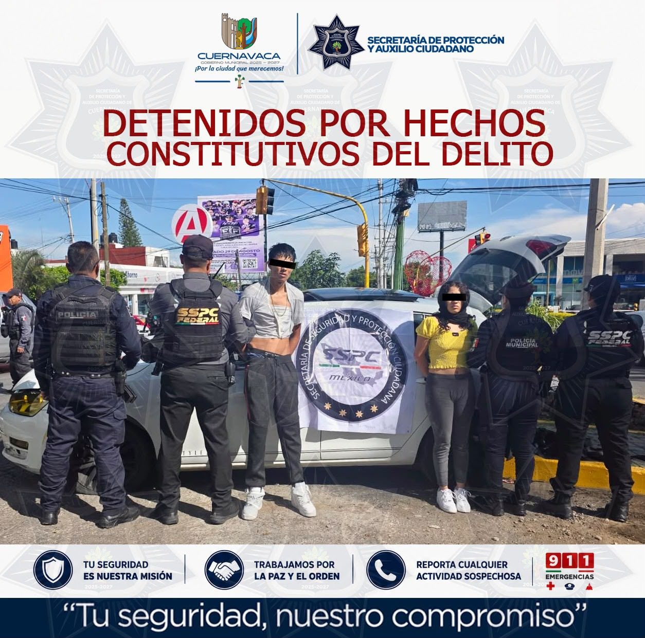 Operativo interestatal e inteligencia tecnológica logran captura de dos personas con armas y narcóticos en Cuernavaca