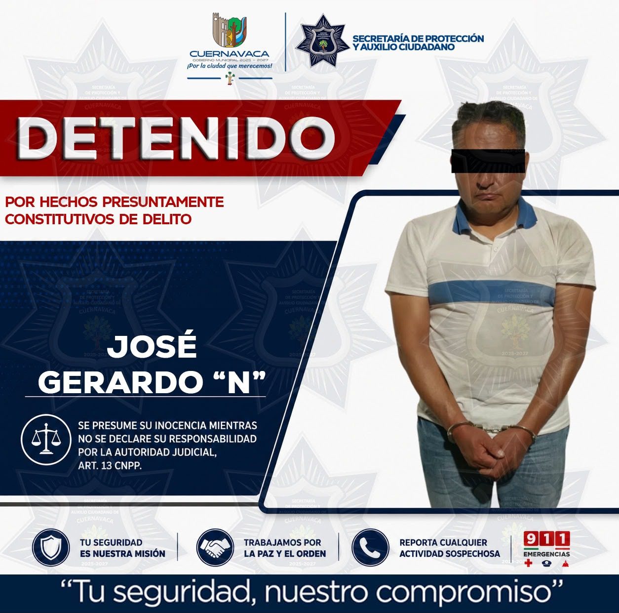 Detiene SEPRAC a tres hombres presuntamente relacionados con robo con violencia